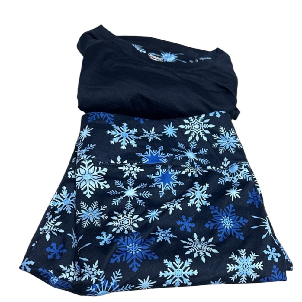 CUDDL DUDS Navy Long Sleeve Top with Blue Snowflake Leggings Base Layer Size XL - Picture 11 of 11